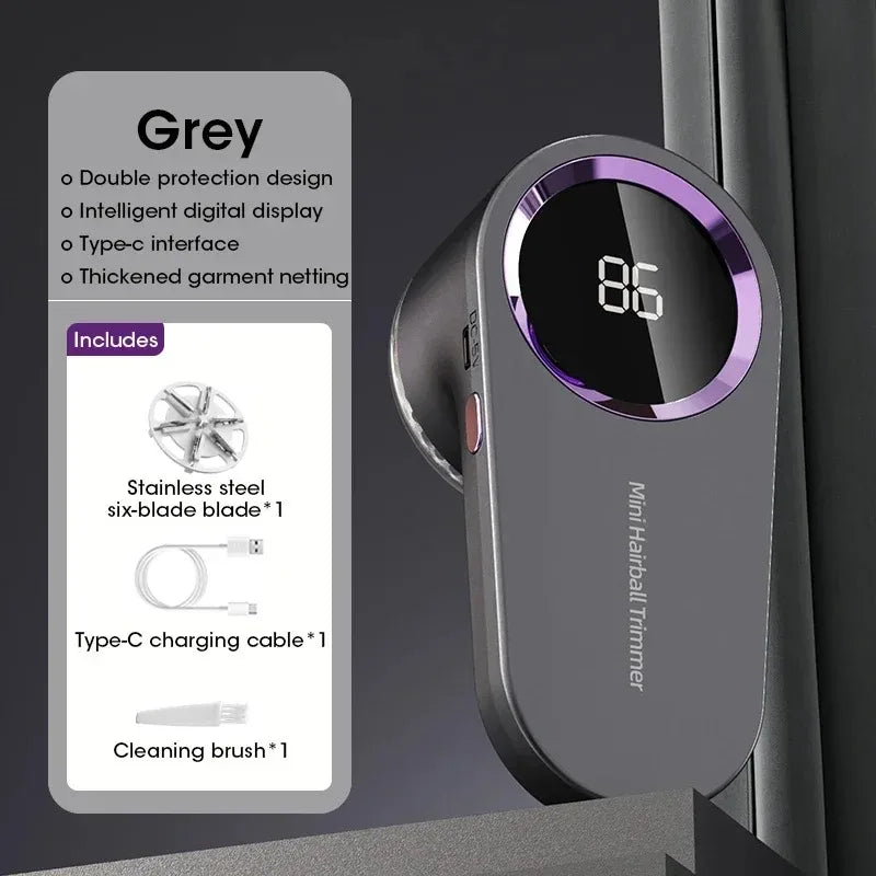 Portable Electric Lint Remover with LED Display USB Rechargeable Sweater Shaver Household Clothes Hair Ball Trimmer REINA.