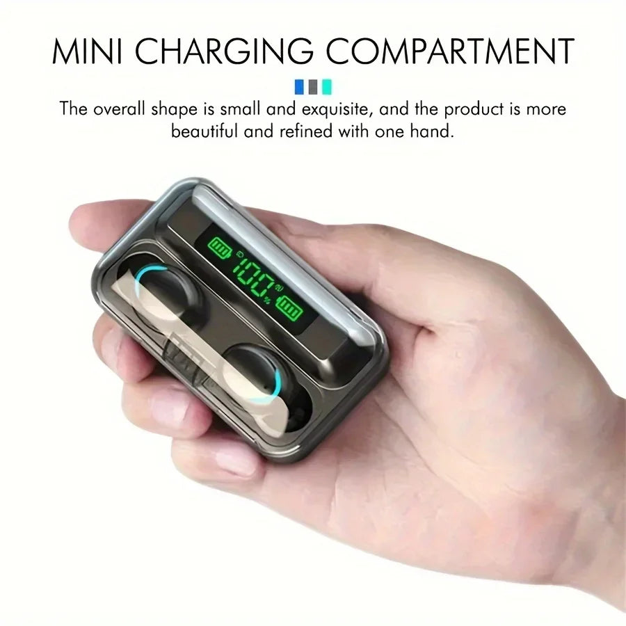 F9 TWS Bluetooth Wireless Headphones with Large-Capacity Charging Case & Digital Display, Long Battery Life Gaming Earbuds REINA.