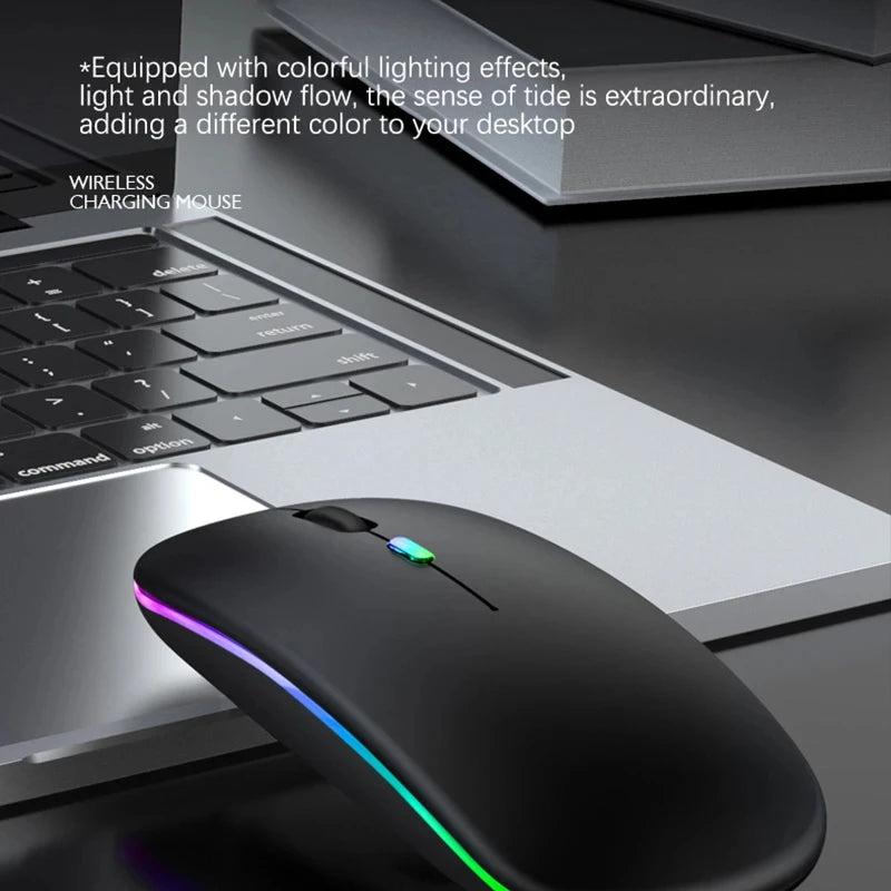 HOMEFISH PHONEPACE Dual Mode Wireless Mouse 2.4G Bluetooth Rechargeable Silent LED Backlit Optical Mice for PC Laptop REINA.