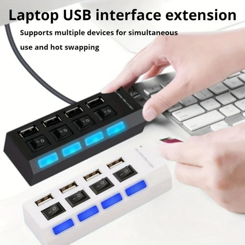 7 Ports USB 2.0 Hub LED 5Gbps High Speed Multiports USB Power Adapter Expander USB Splitter With Switch For Laptop Computer Home REINA.