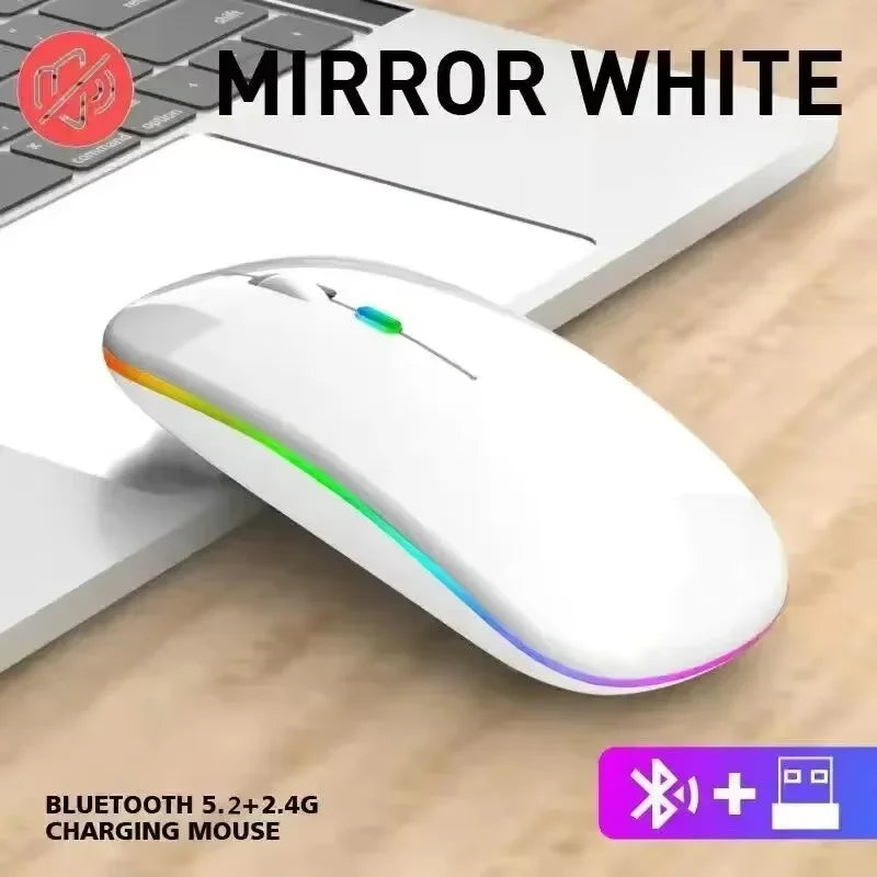 HOMEFISH PHONEPACE Dual Mode Wireless Mouse 2.4G Bluetooth Rechargeable Silent LED Backlit Optical Mice for PC Laptop