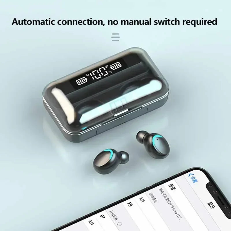 F9 TWS Bluetooth Wireless Headphones with Large-Capacity Charging Case & Digital Display, Long Battery Life Gaming Earbuds REINA.