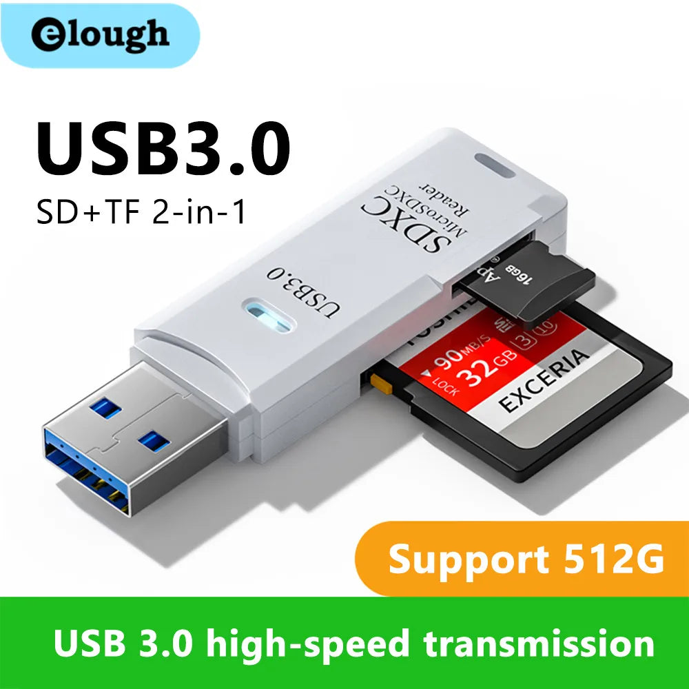 2 in 1 USB 3.0 Card Reader Micro TF sd card Reader usb adapter High Speed Cardreader TF Memory card For PC Laptop Accessories REINA.