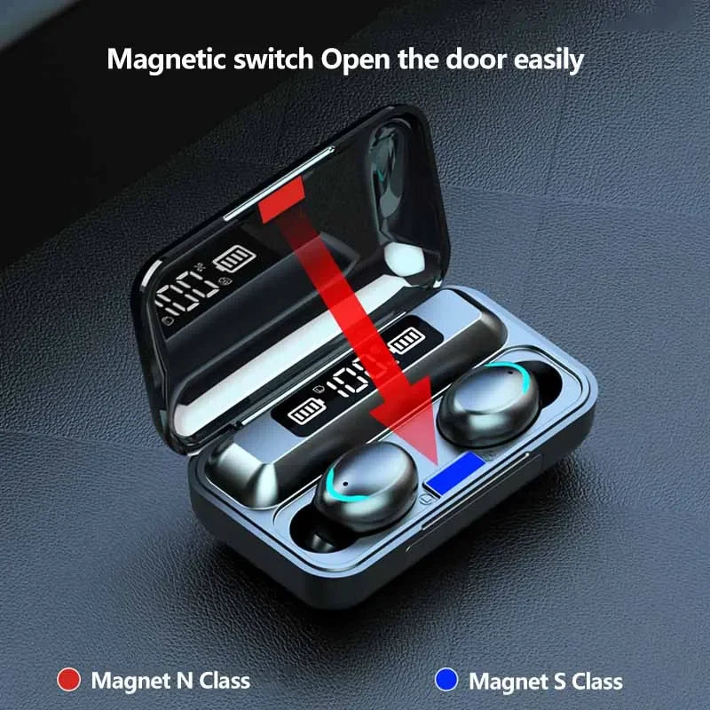 F9 TWS Bluetooth Wireless Headphones with Large-Capacity Charging Case & Digital Display, Long Battery Life Gaming Earbuds REINA.