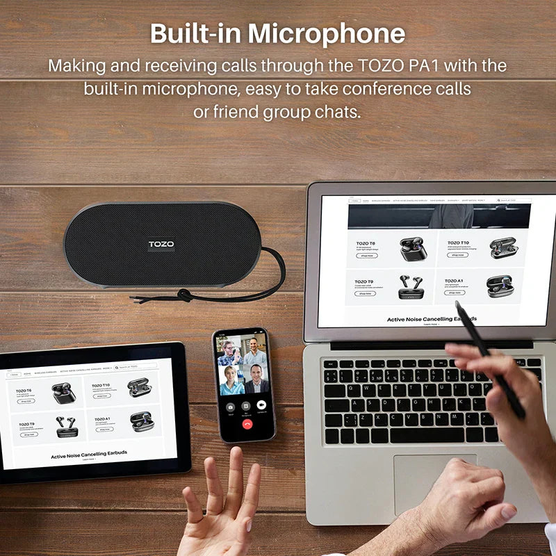 Portable Bluetooth Speaker with Built-in Microphone (Black)-3