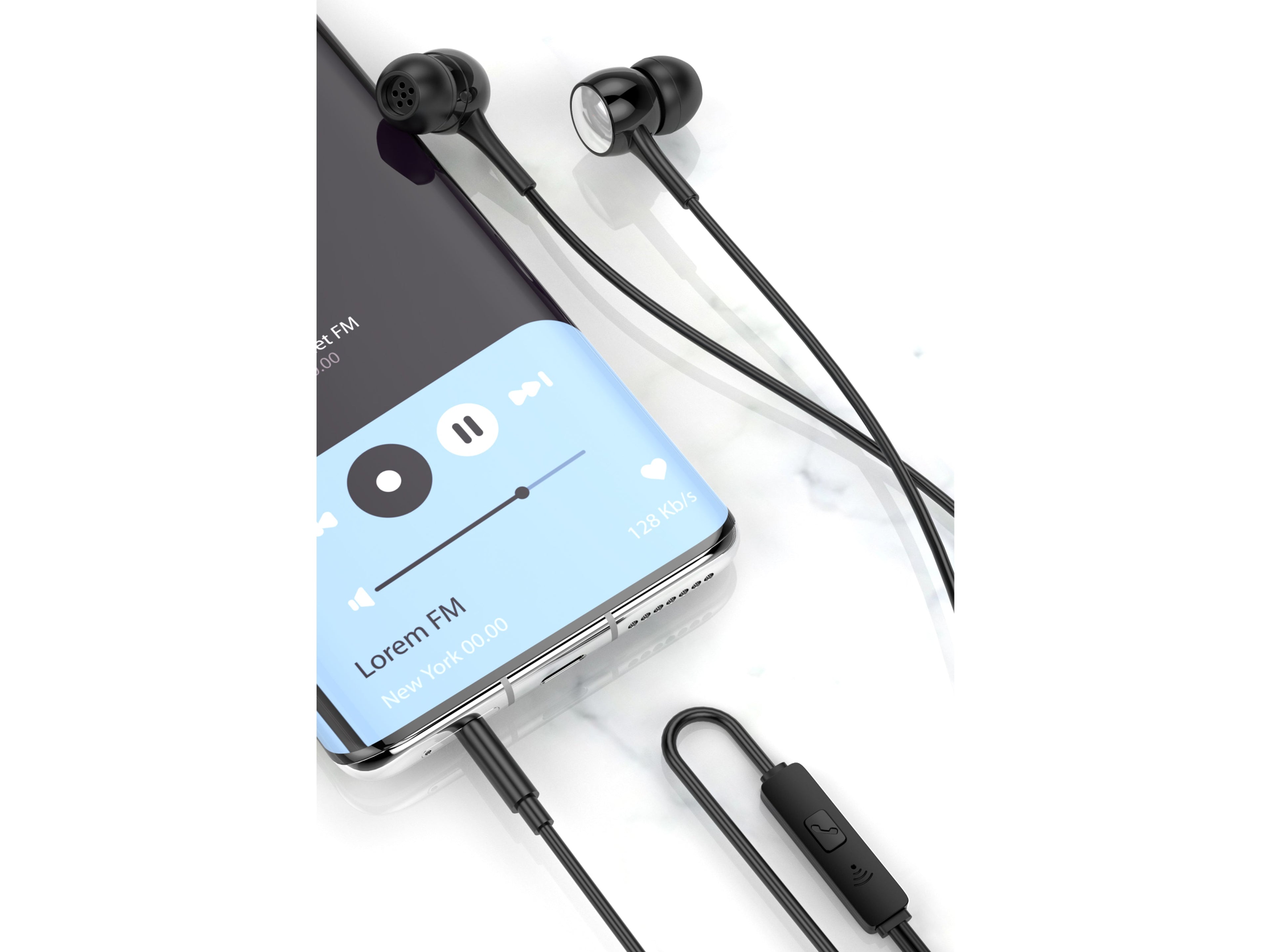 Techancy Auscultadores Intra-Auriculares Com Fios Pretos 1,2 M TD8057, Tomada De 3,5 Mm Compatível Com Telemóveis/Pc/Mp3, Etc. REINA.