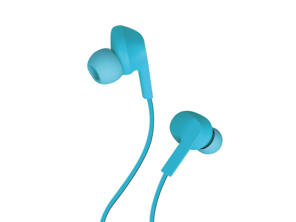 Techancy Auricular Com Fios Azul  TD8022 , Microfone Integrado, 3,5 Mm, Compatível Com Smartphones E Tablets REINA.