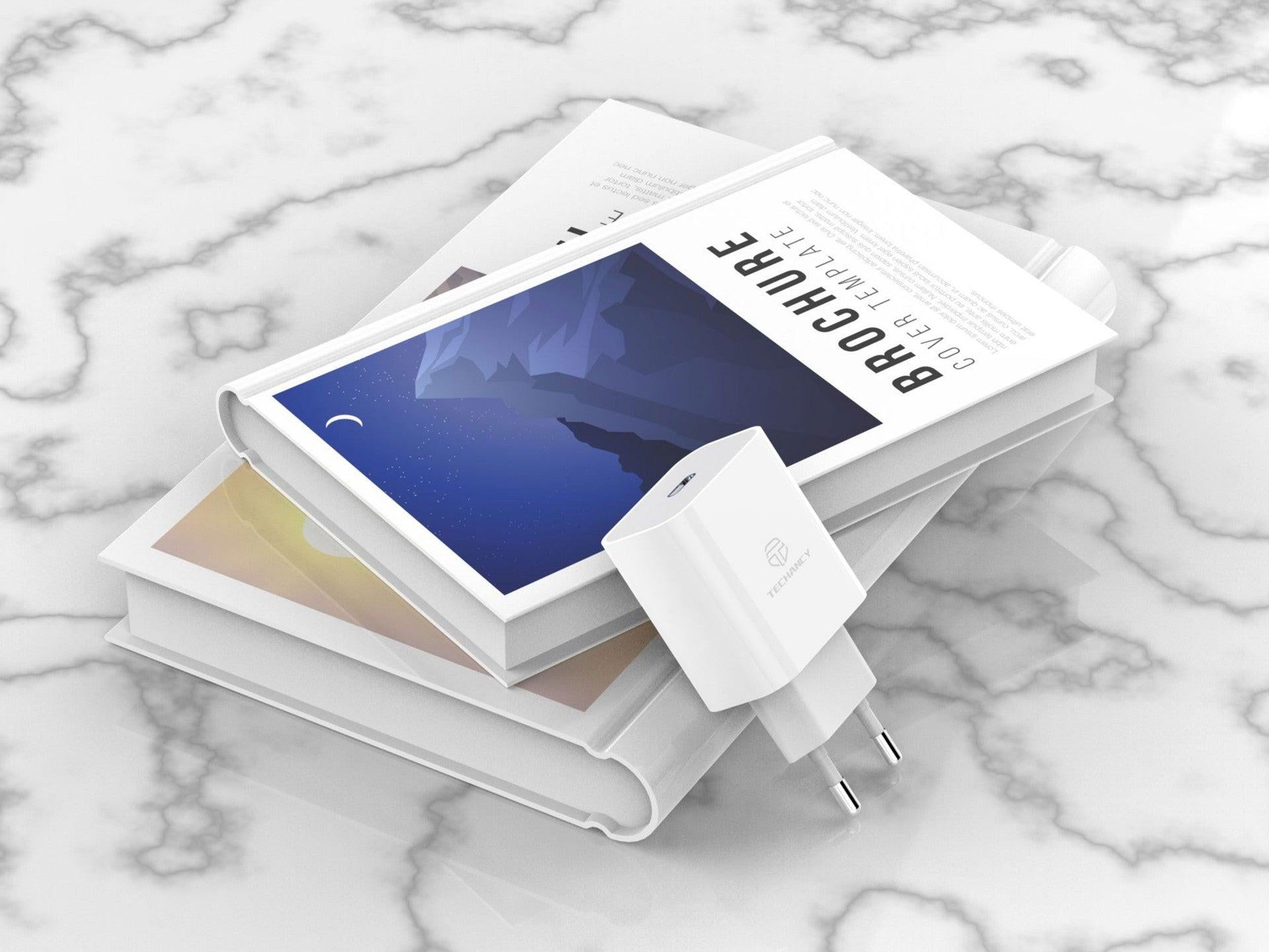 Techancy Carregador De Parede Pd Branco TA2807, Carregamento Rápido 3.4A Pd20W, Alimentação Inteligente Para Telemóvel-3