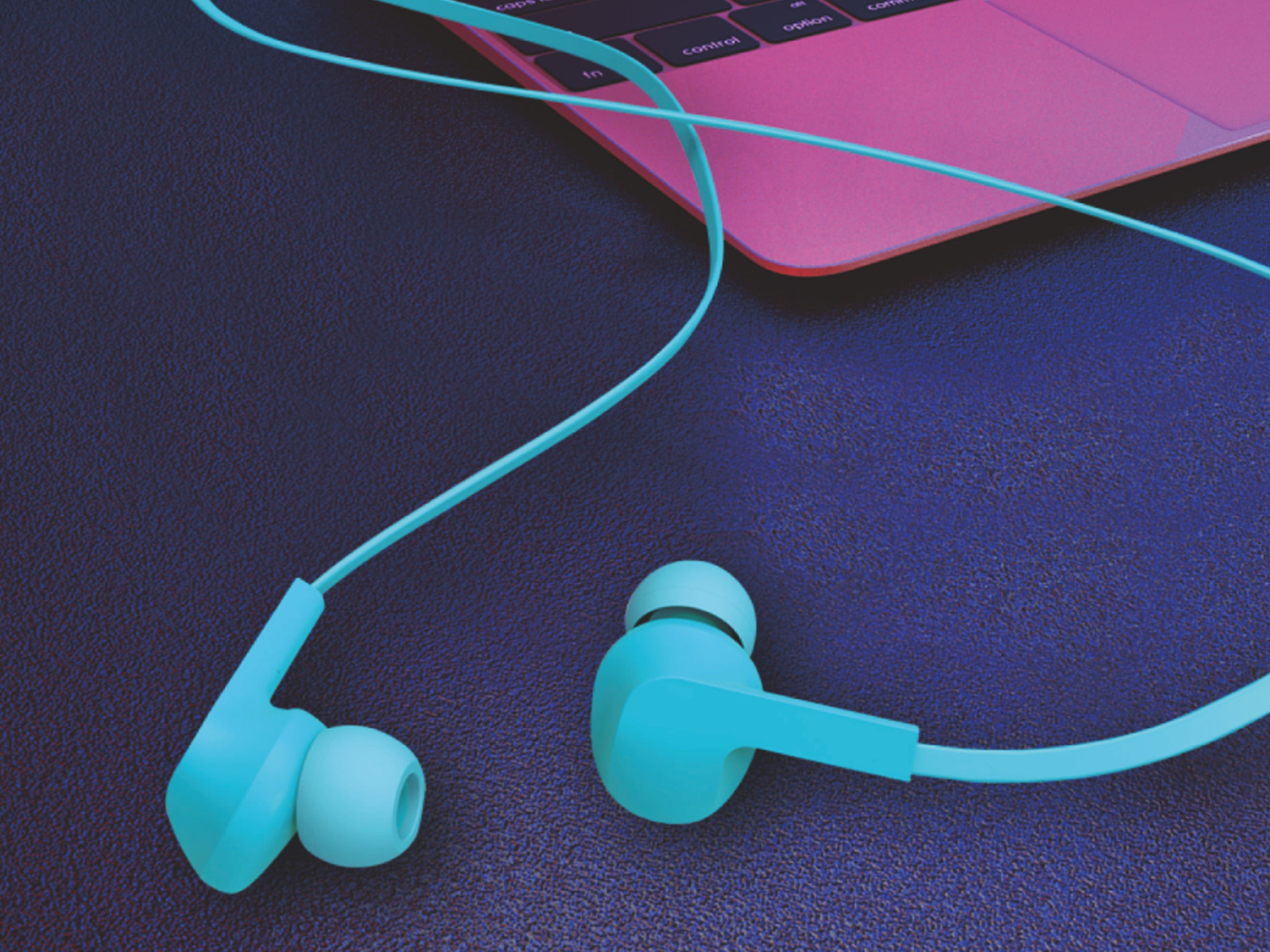 Techancy Auricular Com Fios Azul  TD8022 , Microfone Integrado, 3,5 Mm, Compatível Com Smartphones E Tablets REINA.