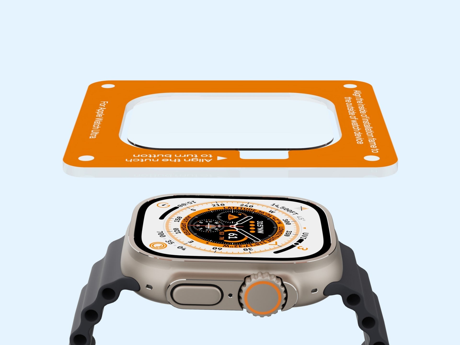 Techancy Protetor De Ecrã De Vidro Temperado KC2124, Compatível Com Apple Watch Ultra 49 Mm, Superfície Curva De 0,33 Mm. REINA.