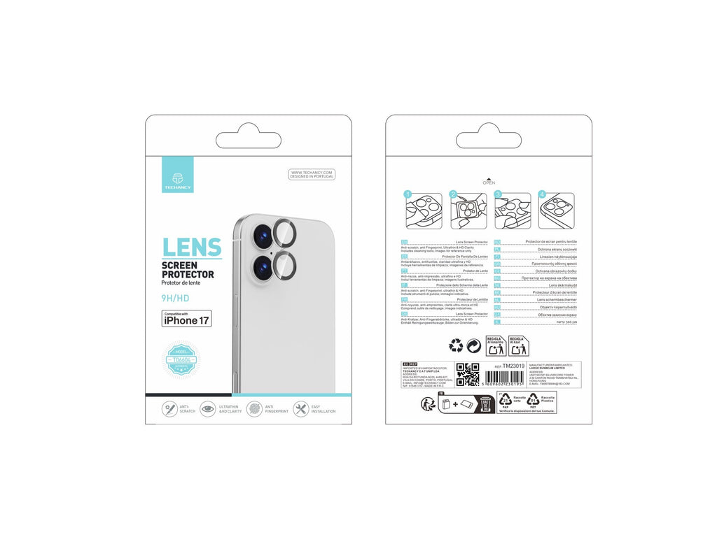 Techancy Protetor de Lente para iPhone 17 TO6004 9H Ultra Fino Alta Definicao Anti Risco Anti Impressao Digital Transparente REINA.