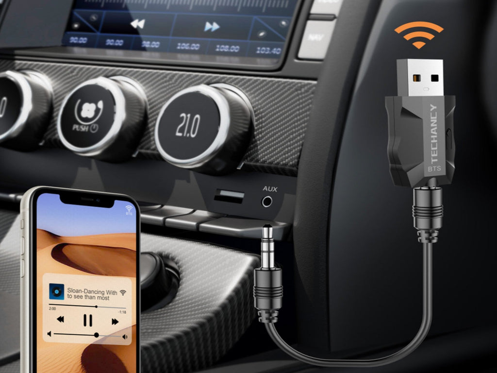 Adaptador Bluetooth sem fios 2 em 1 Techancy, TQ5901, suporta transmissão e receção de áudio Bluetooth, preto REINA.