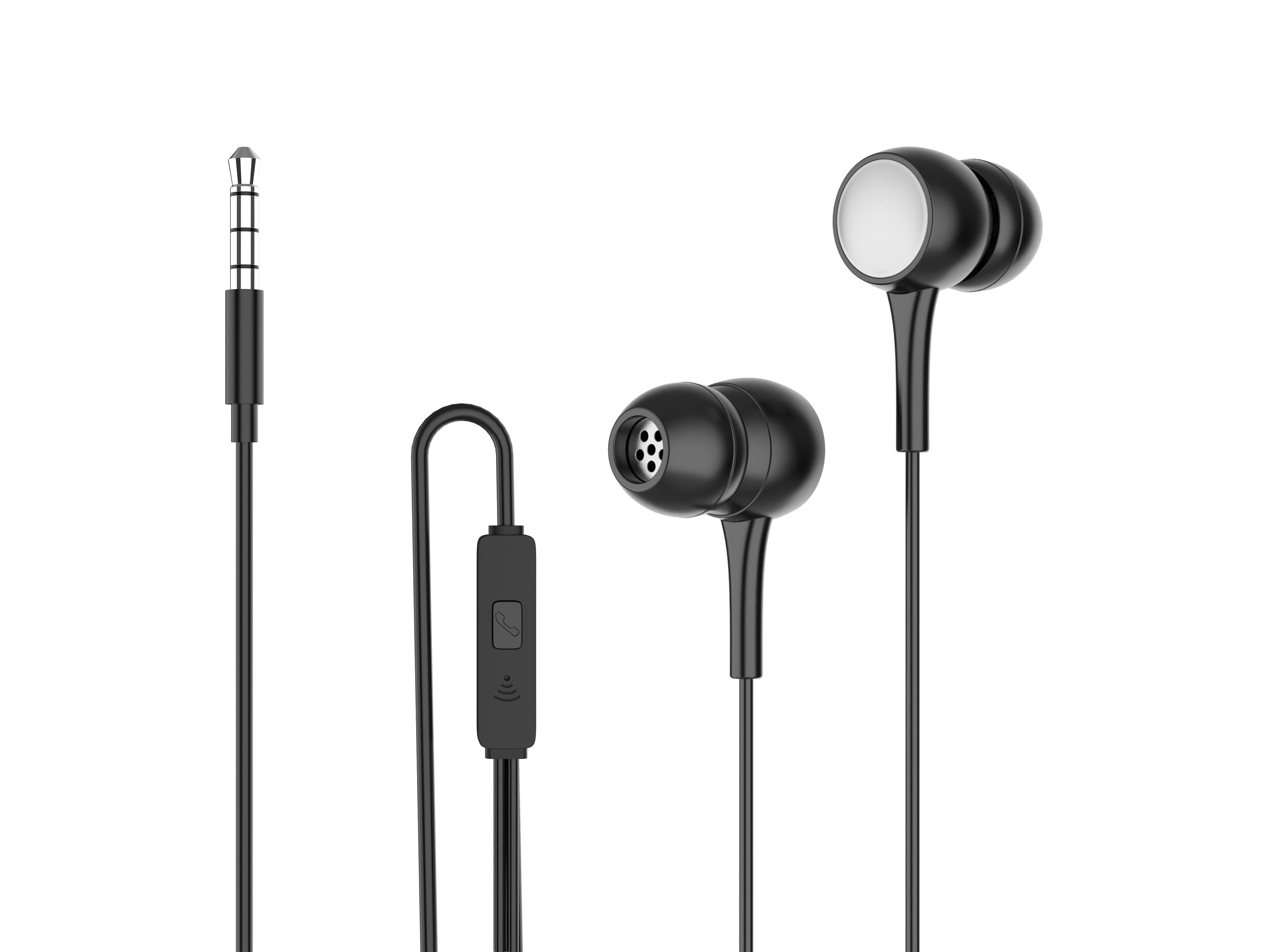 Techancy Auscultadores Intra-Auriculares Com Fios Pretos 1,2 M TD8057, Tomada De 3,5 Mm Compatível Com Telemóveis/Pc/Mp3, Etc. REINA.