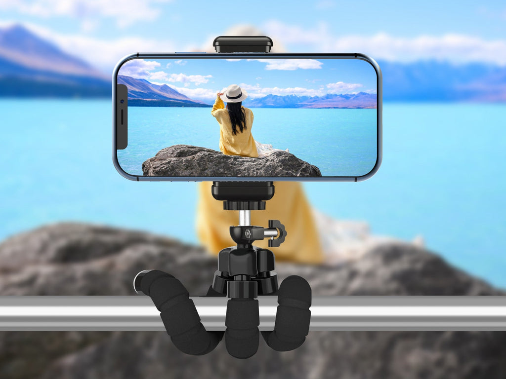 Techancy Mini Tripé Preto Ti2323 Com Pernas Dobráveis, Incl. Cabeça Esférica, Rotação De 360° Para Câmaras E Telemóveis REINA.