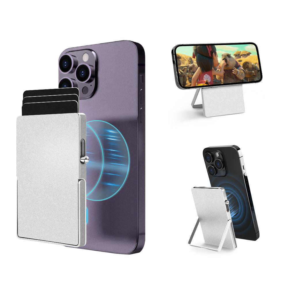 RFID Blocking Wallet Minimalist Slim Card Holder for Magsafe with Adjustable Stand, Metal Pop Up Magnetic Wallet  for Men TOYFID-0